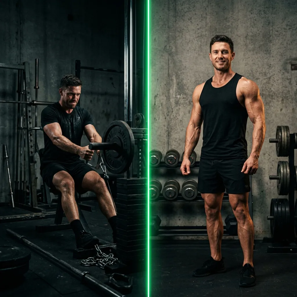 Before and after body transformation photo